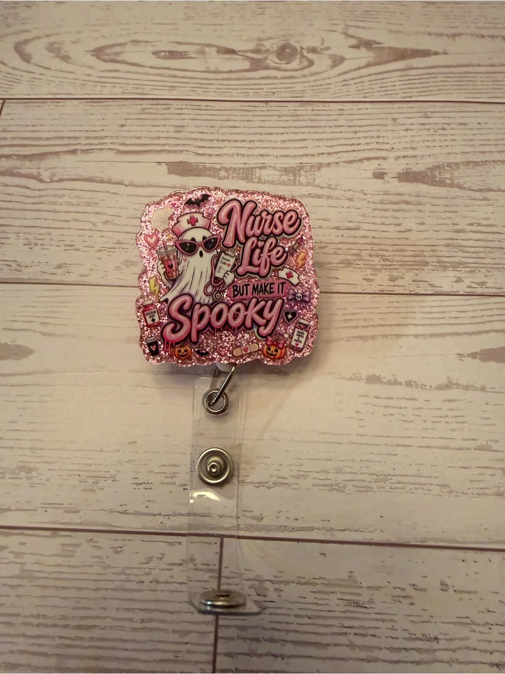 Nurse Life But Make It Spooky Retractable Badge Reel